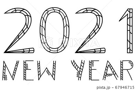 2021 Happy New Year 2021. Numbers and letters -...のイラスト素材 ...