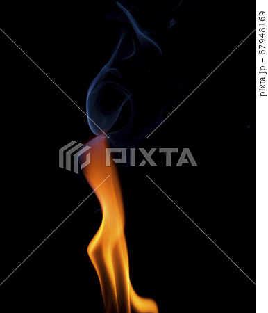 The movement of smoke and flame on a black background 67948169