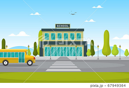 School Education Building Bus Outdoor Landscape 67949364