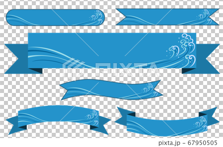 Ribbon type banner set with wave patterns drawn - Stock Illustration ...