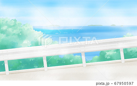 坂道がある風景のイラスト素材