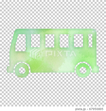 乗り物のアイコン　水彩画タッチ　バス　スクールバス　ようちえんバス　デザインアイコン　優しい　エコロ 67950805