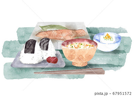 和食の朝ごはん水彩画 和食の朝ごはん水彩画 67951572