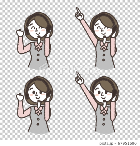 案内係の女性 イラストセットのイラスト素材 案内係の女性 イラストセットのイラスト素材