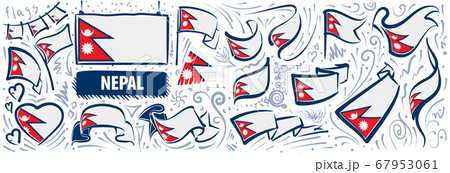 Vector set of the national flag of Nepal in various creative designs 67953061