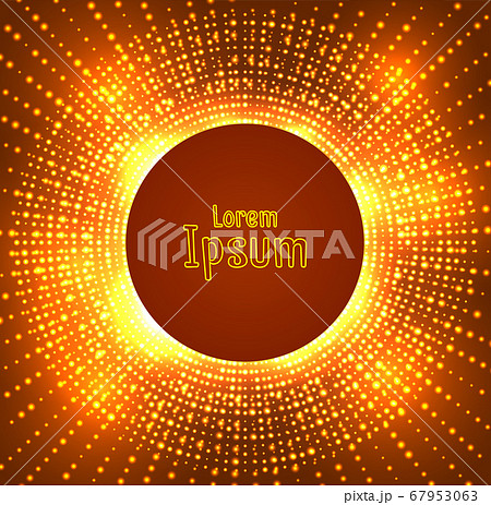 Holiday gold illustration with bright sparkles, round frame Holiday gold illustration with bright sparkles, round frame 67953063