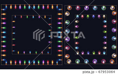 Set of square frames of different colored garlands and lights. Vector element Set of square frames of different colored garlands and lights. Vector element 67953064
