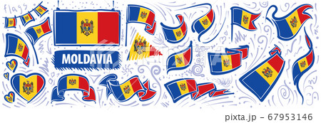 Vector set of the national flag of Moldavia in various creative designs 67953146