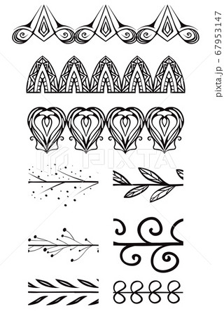 Set of doodle brushes. Vector elements for frames, borders. Design elements 67953147