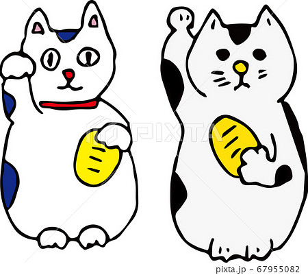 手描きの招き猫のイラスト素材