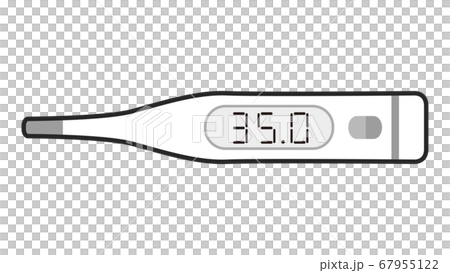 体温計のイラスト 35 0 低体温 白黒 モノトーンのイラスト素材