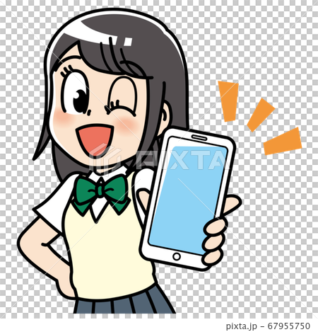 High school girl showing a smartphone 67955750
