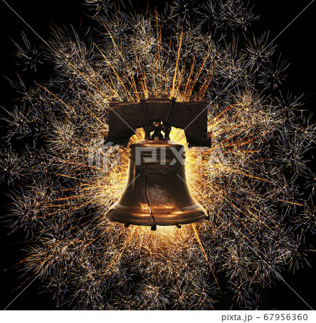 Liberty Bell against firework display Liberty Bell against firework display 67956360