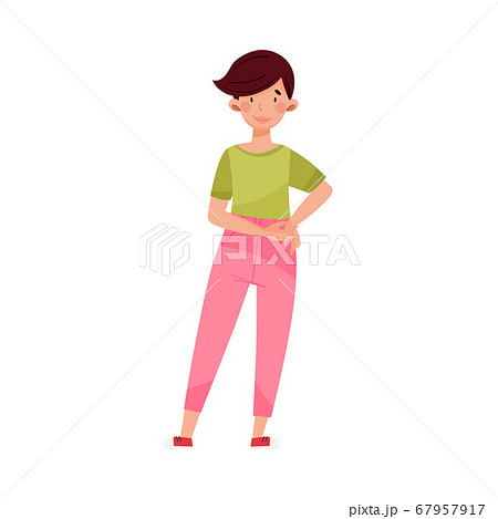 Short-haired Woman Wearing Sweatshirt and Jeans Standing Vector Illustration Short-haired Woman Wearing Sweatshirt and Jeans Standing Vector Illustration 67957917