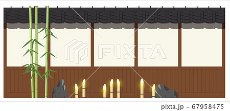 土と板壁に青竹と竹灯りの立面図 土と板壁に青竹と竹灯りの立面図 67958475