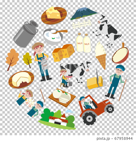 牧場　酪農　イラストセット 67958944