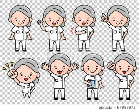 各種姿勢的護士插圖（祖母） 67958972