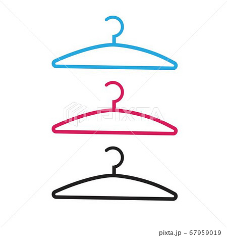 Clothes hanger vector icon isolated line outline style illustration, dress coat hanging hook clipart 67959019