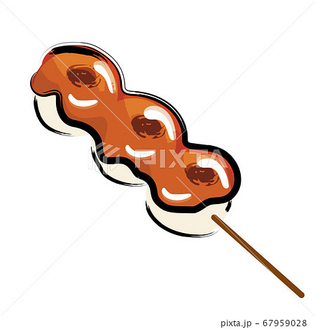 アナログタッチ筆描き手描き　串団子お団子のイラスト　みたらし団子お団子　 67959028