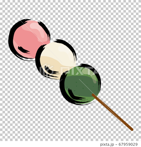 アナログタッチ筆描き手描き　串団子お団子のイラスト　三色団子お団子　 67959029