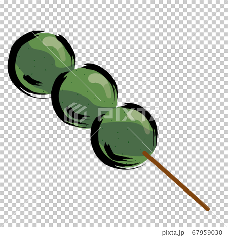 アナログタッチ筆描き手描き　串団子お団子のイラスト　草餅 67959030