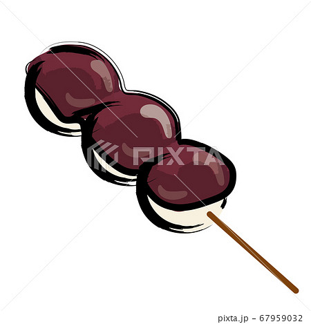 アナログタッチ筆描き手描き 串団子お団子のイラスト こし餡のお団子 アナログタッチ筆描き手描き 串団子お団子のイラスト こし餡のお団子 67959032