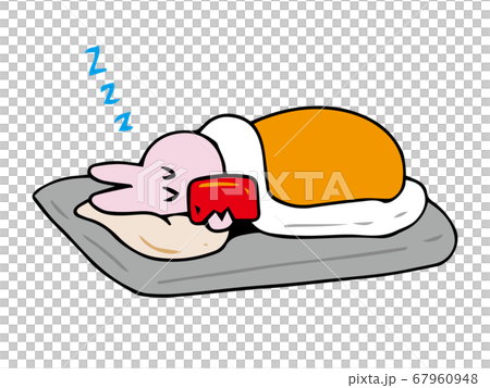携帯を見ているうちに寝たウサギのイラスト素材 携帯を見ているうちに寝たウサギのイラスト素材