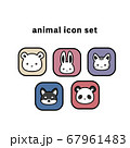 動物のかわいいアイコン5個セット【四角】 67961483