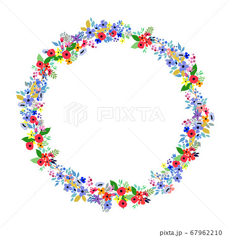 Floral Frame. Flowers arranged un a shape of the wreath for invitations and cards 67962210