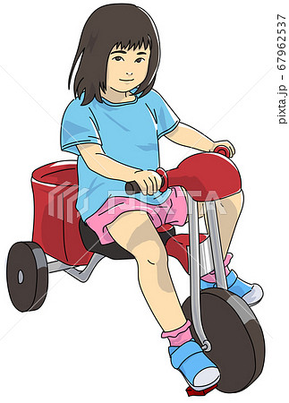 三輪車に乗る子供のイラスト素材