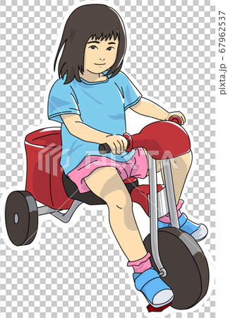 三輪車に乗る子供のイラスト素材