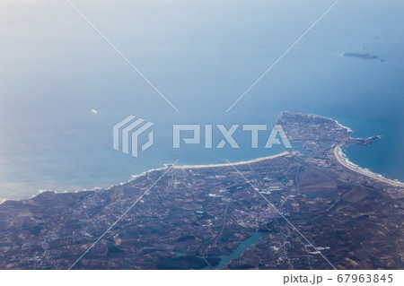 Aerial View of Peniche and Baleal Portugal. View from the porthole 67963845