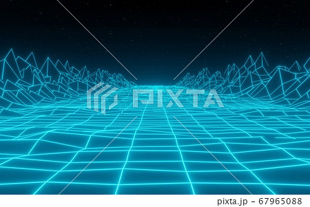 synthwave retro peaks Retro Background 3d render 67965088