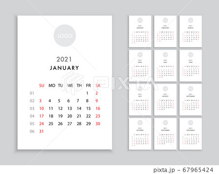 Calendar 2021 template planner vector diary in a minimalist style 67965424