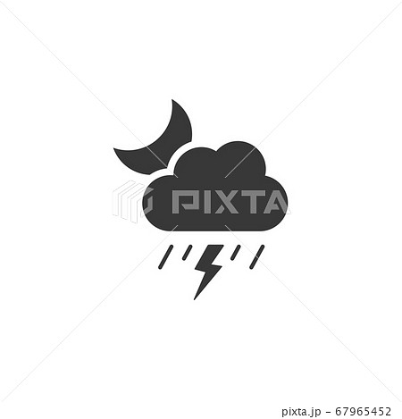 Storm and heavy rain, cloud and moon. Icon. Night 67965452