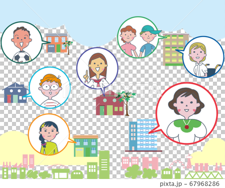 子供たちの住まいとスクール　イラスト　セット 67968286