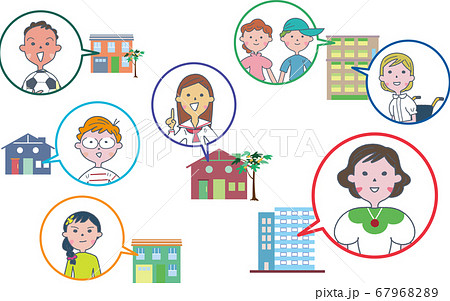 子供たちの住まいとスクール イラスト セット 子供たちの住まいとスクール イラスト セット 67968289