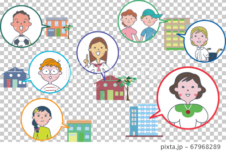 子供たちの住まいとスクール イラスト セット 子供たちの住まいとスクール イラスト セット 67968289