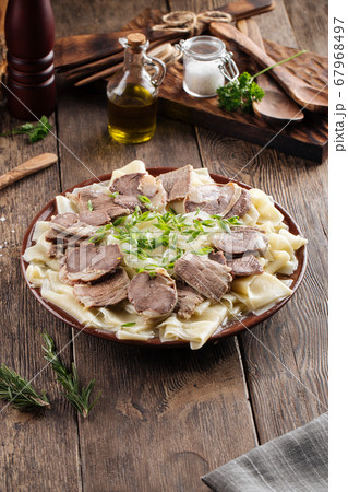 Kazakh national dish beshbarmak 67968497