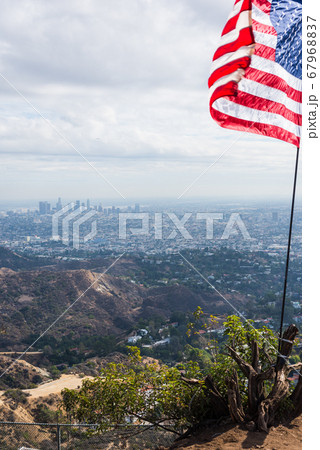 US flag with Los Angeles on the background 67968837