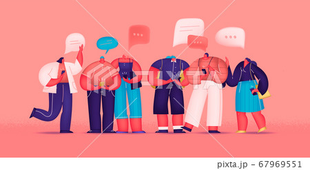 Social Network and Virtual Communication. Group Of Young People Characters Chatting Using Smartphone For Website Or Web Page. Flat cartoon vector illustration. Social Network and Virtual Communication. Group Of Young People Characters Chatting Using Smartphone For Website Or Web Page. Flat cartoon vector illustration. 67969551