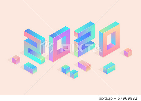 New Year banner design. 2020 isometry greeting card. Design for calendar, greeting cards or print. 67969832