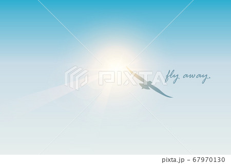 fly away freedom banner with flying bird in blue sky 67970130