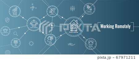 Remote work icon set with web header banner Remote work icon set with web header banner 67971211