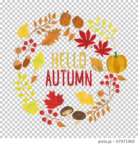 秋の紅葉イメージのリースイラスト素材 67971968