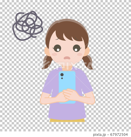 在看智能手機的麻煩的女孩 67972504