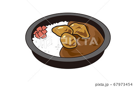 日本の持ち帰りのから揚げカレー弁当のイラスト素材