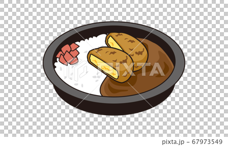 日本の持ち帰りのコロッケカレー弁当 日本の持ち帰りのコロッケカレー弁当 67973549