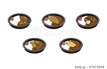 日本の持ち帰りのカレー弁当5点セット 67973609