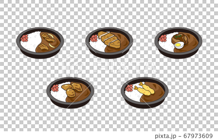 日本の持ち帰りのカレー弁当5点セット 67973609